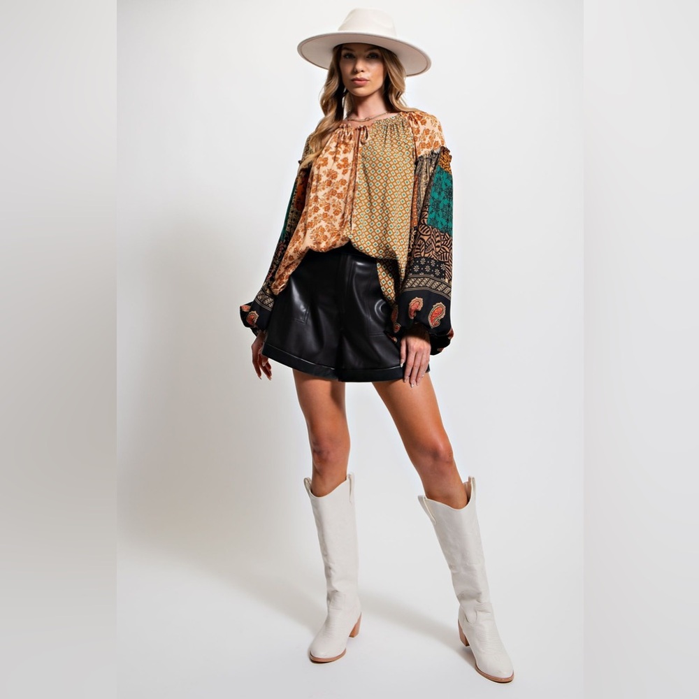 Easel Multicolor Bohemian Blouse - Picture 6 of 7